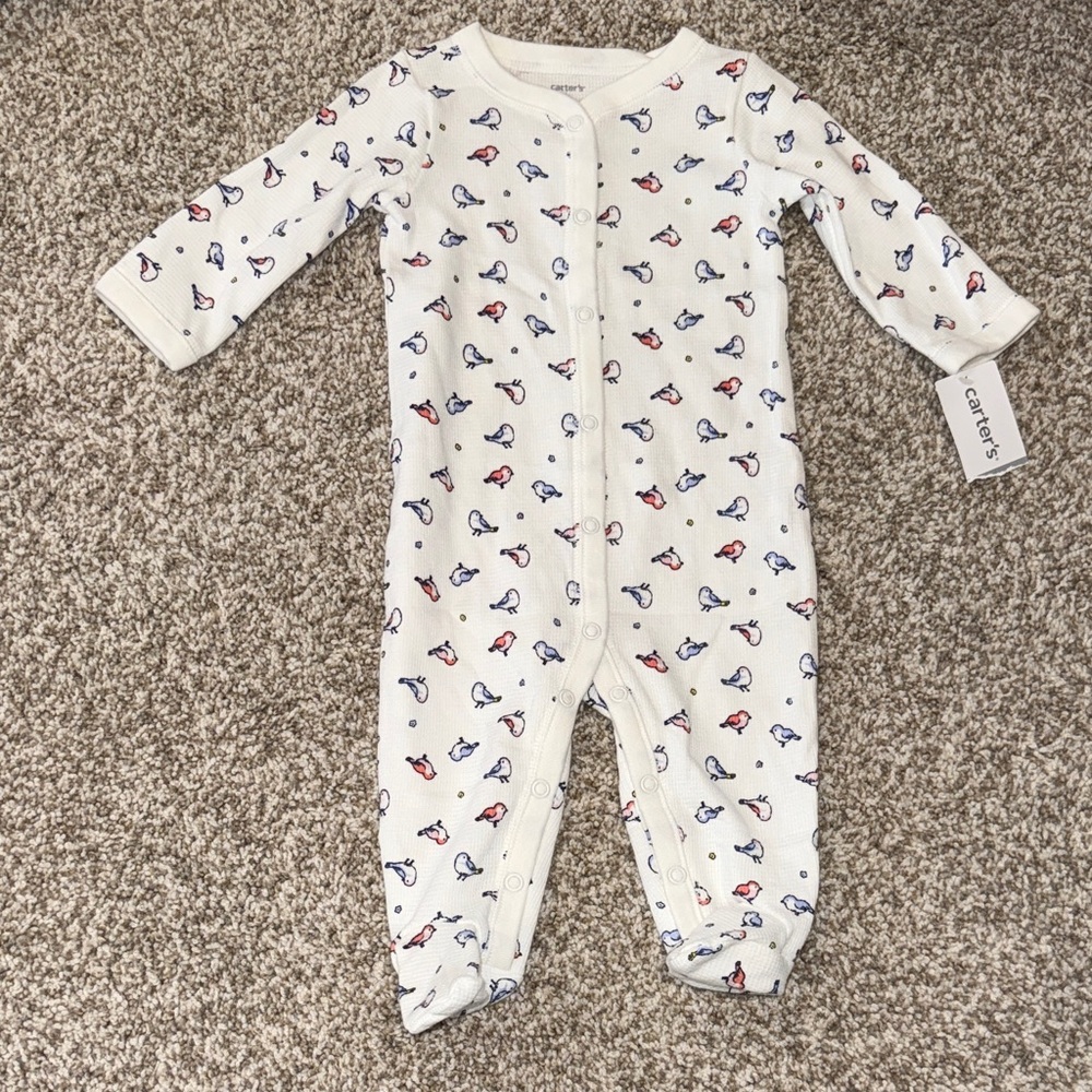 Carter's Cream and Red Baby Footie